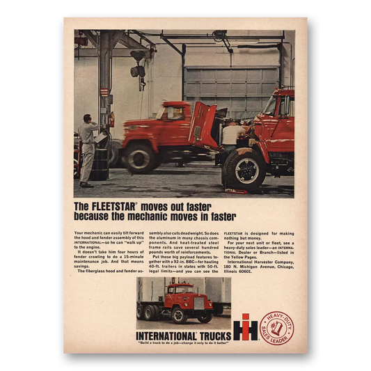 1965 International Trucks Fleetstar Moves Out Faster Vintage Magazine Print Ad