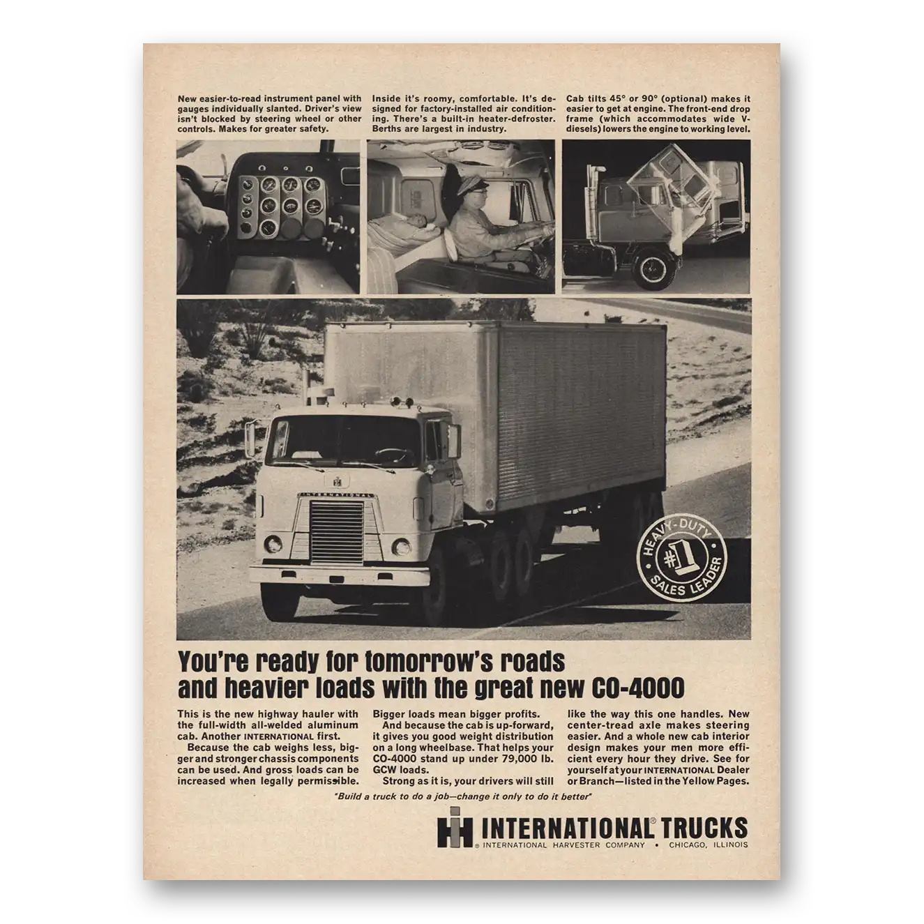 1965 International Trucks Ready for Tomorrows Roads Vintage Magazine Print Ad