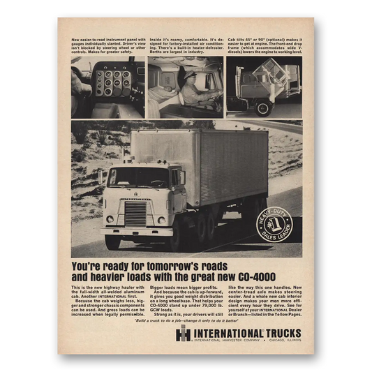 1965 International Trucks Ready for Tomorrows Roads Vintage Magazine Print Ad