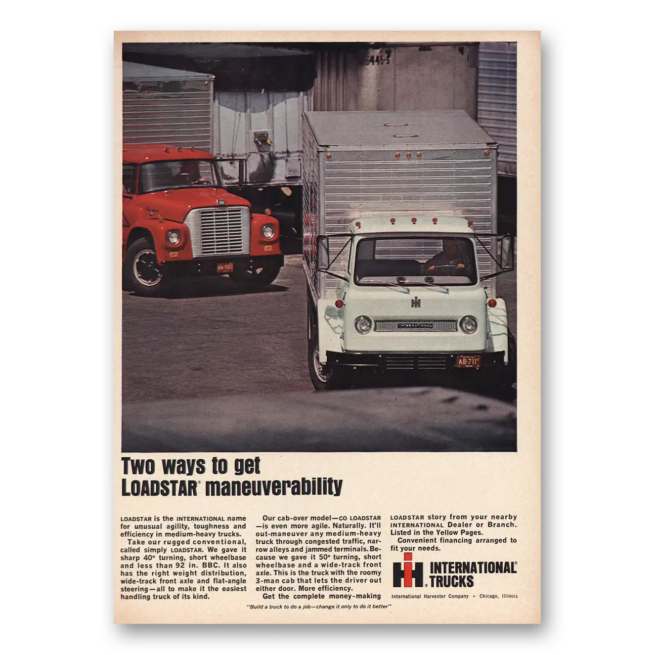 1965 International Trucks Loadstar Maneuverability Vintage Magazine Print Ad