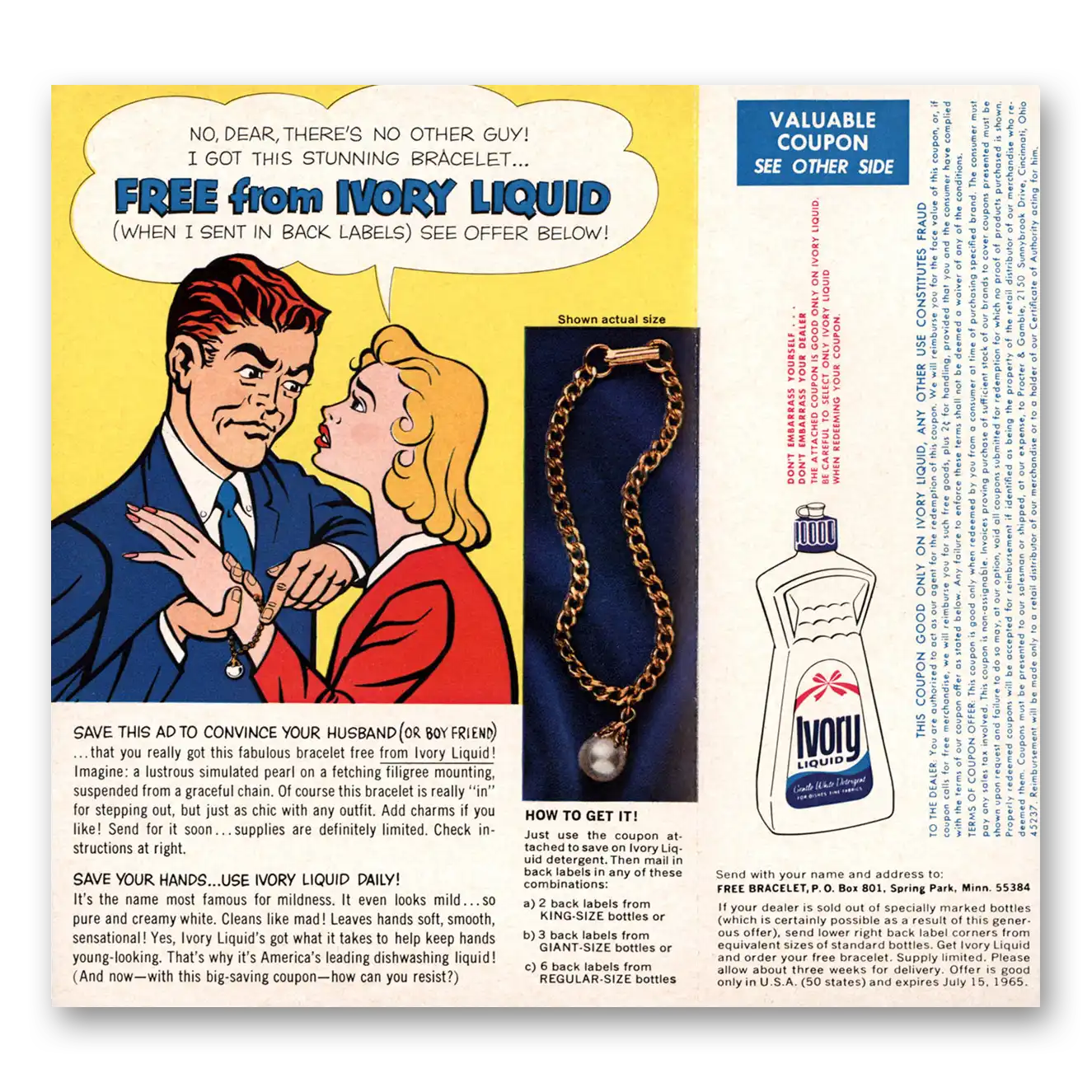 1965 Ivory Liquid No Dear Theres No Other Guy Vintage Magazine Print Ad