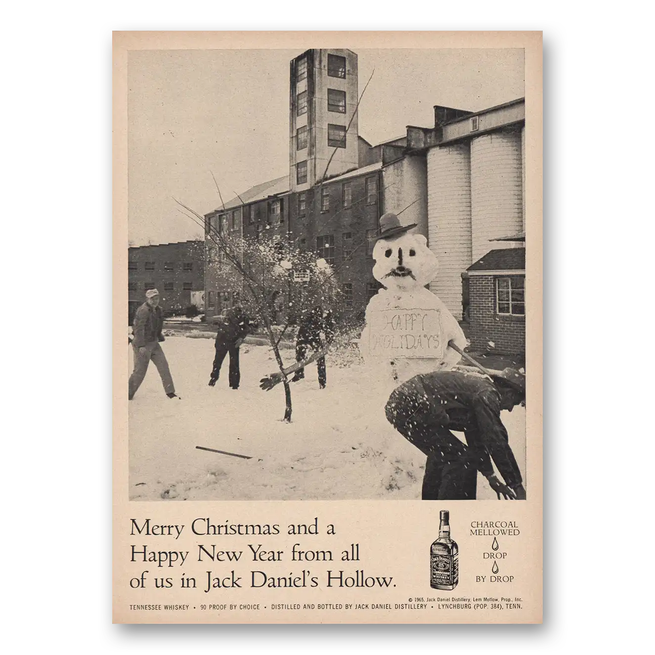 1965 Jack Daniels Merry Christmas Happy New Year Vintage Magazine Print Ad