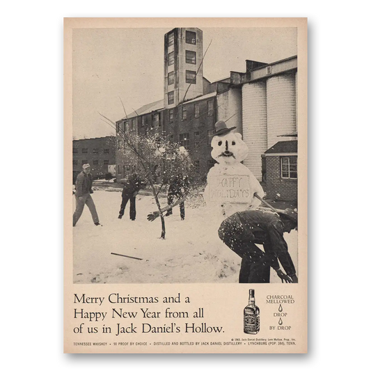 1965 Jack Daniels Merry Christmas Happy New Year Vintage Magazine Print Ad