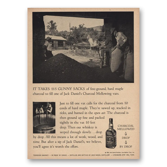 1965 Jack Daniels Takes 115 Gunny Sacks Vintage Magazine Print Ad