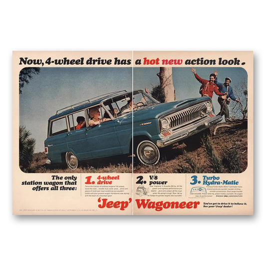 1965 Jeep Wagoneer Hot New Action Look Vintage Magazine Print Ad