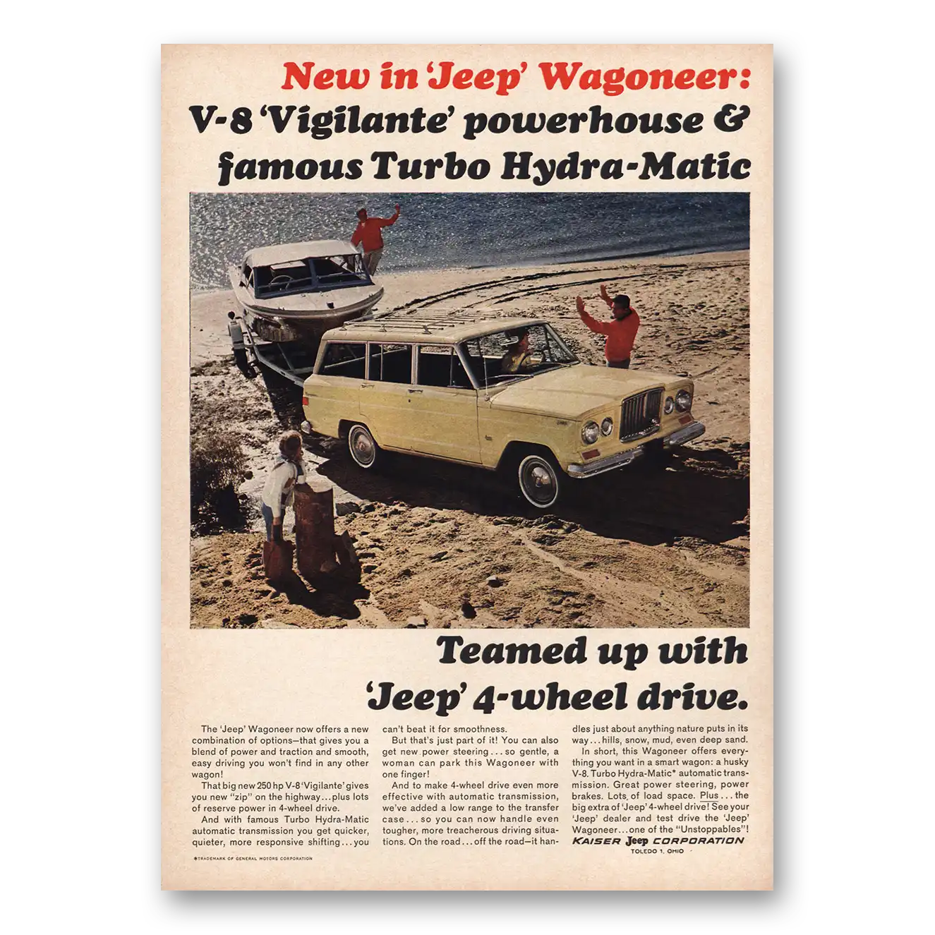 1965 Jeep Wagoneer Vigilante Powerhouse Vintage Magazine Print Ad