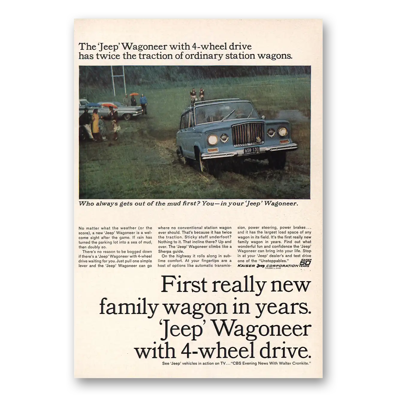 1965 Jeep Wagoneer Really New Family Wagon Vintage Magazine Print Ad