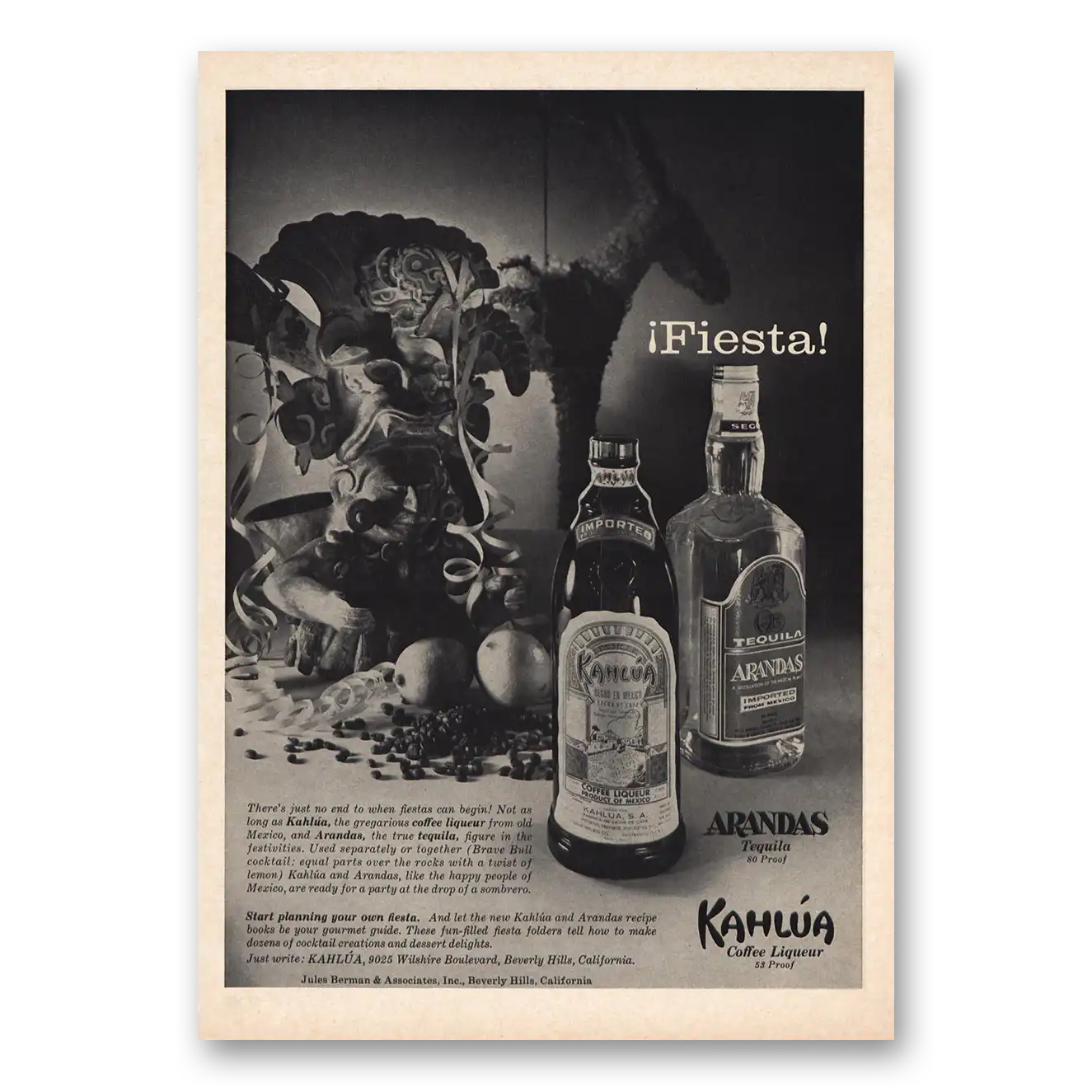 1965 Kahlua Arandas Fiesta Vintage Magazine Print Ad