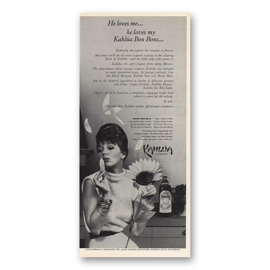 1965 Kahlua He Loves My Kahlua Bon Bons Vintage Magazine Print Ad