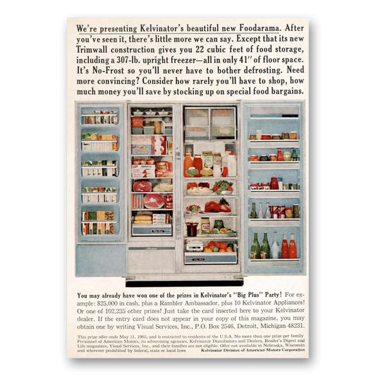 1965 Kelvinator Refrigerator Beautiful New Foodarama Vintage Magazine Print Ad