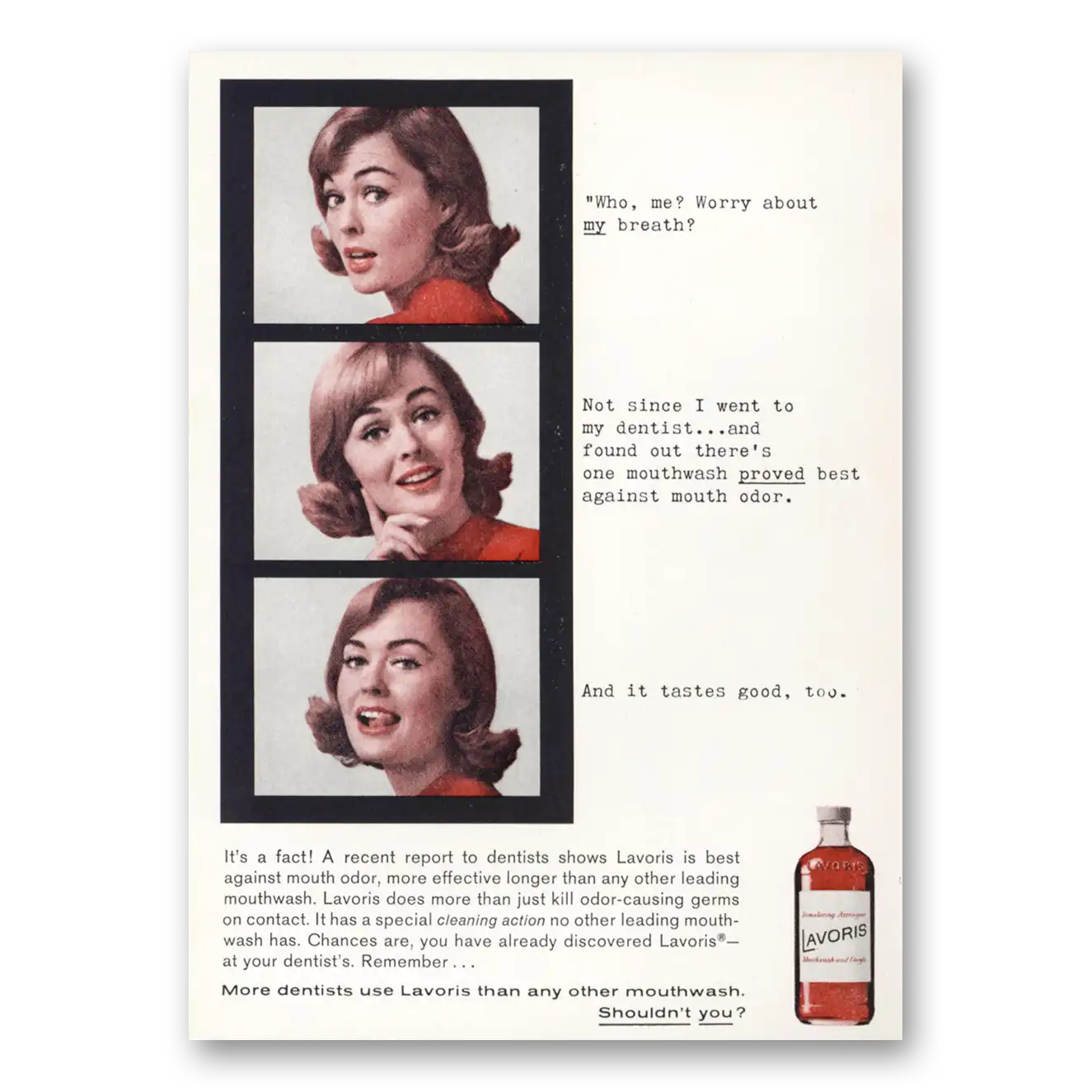 1965 Lavoris Who Me Worry About My Breath Vintage Magazine Print Ad