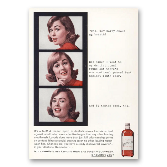 1965 Lavoris Who Me Worry About My Breath Vintage Magazine Print Ad