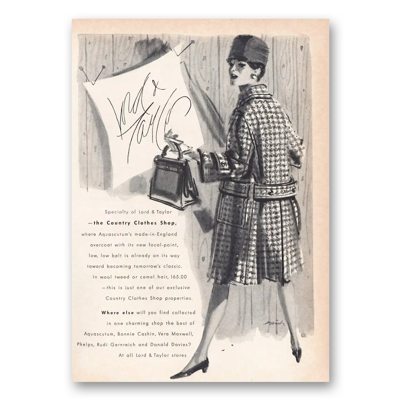 1965 Lord & Taylor Country Clothes Shop Aquascutum Vintage Magazine Print Ad