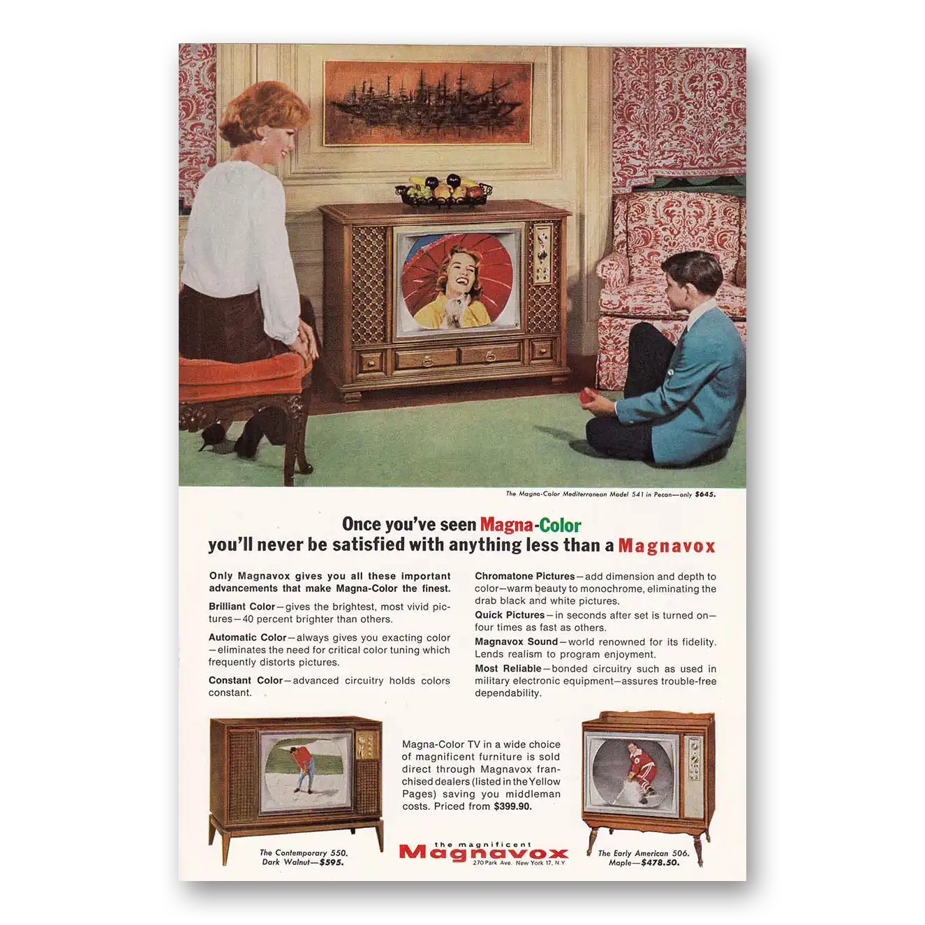 1965 Magnavox Magna Color Television Astro Sonic Vintage Magazine Print Ad