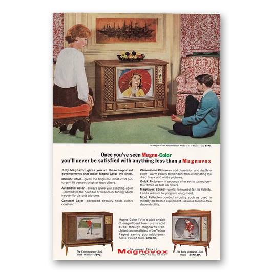 1965 Magnavox Magna Color Television Astro Sonic Vintage Magazine Print Ad