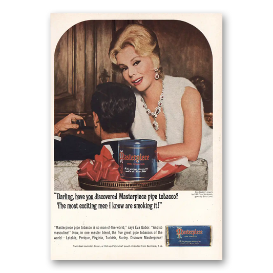 1965 Masterpiece Tobacco Eva Gabor Vintage Magazine Print Ad