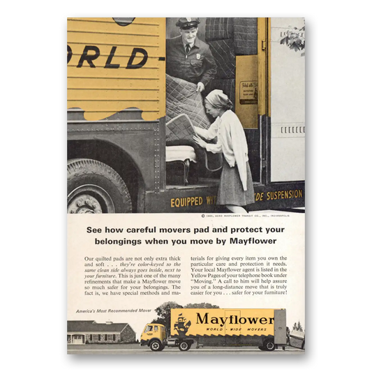 1965 Mayflower Moving Trucks Careful Movers Pad and Protect Vintage Magazine Print Ad