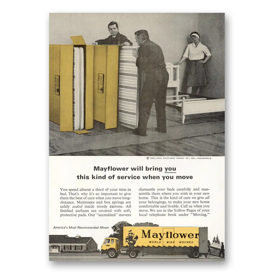 1965 Mayflower Moving Trucks Will Bring You This Kind of Service Vintage Magazine Print Ad