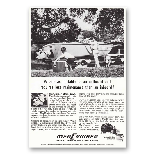 1965 MerCruiser Stern Drive Whats As Portable as An Outboard Vintage Magazine Print Ad