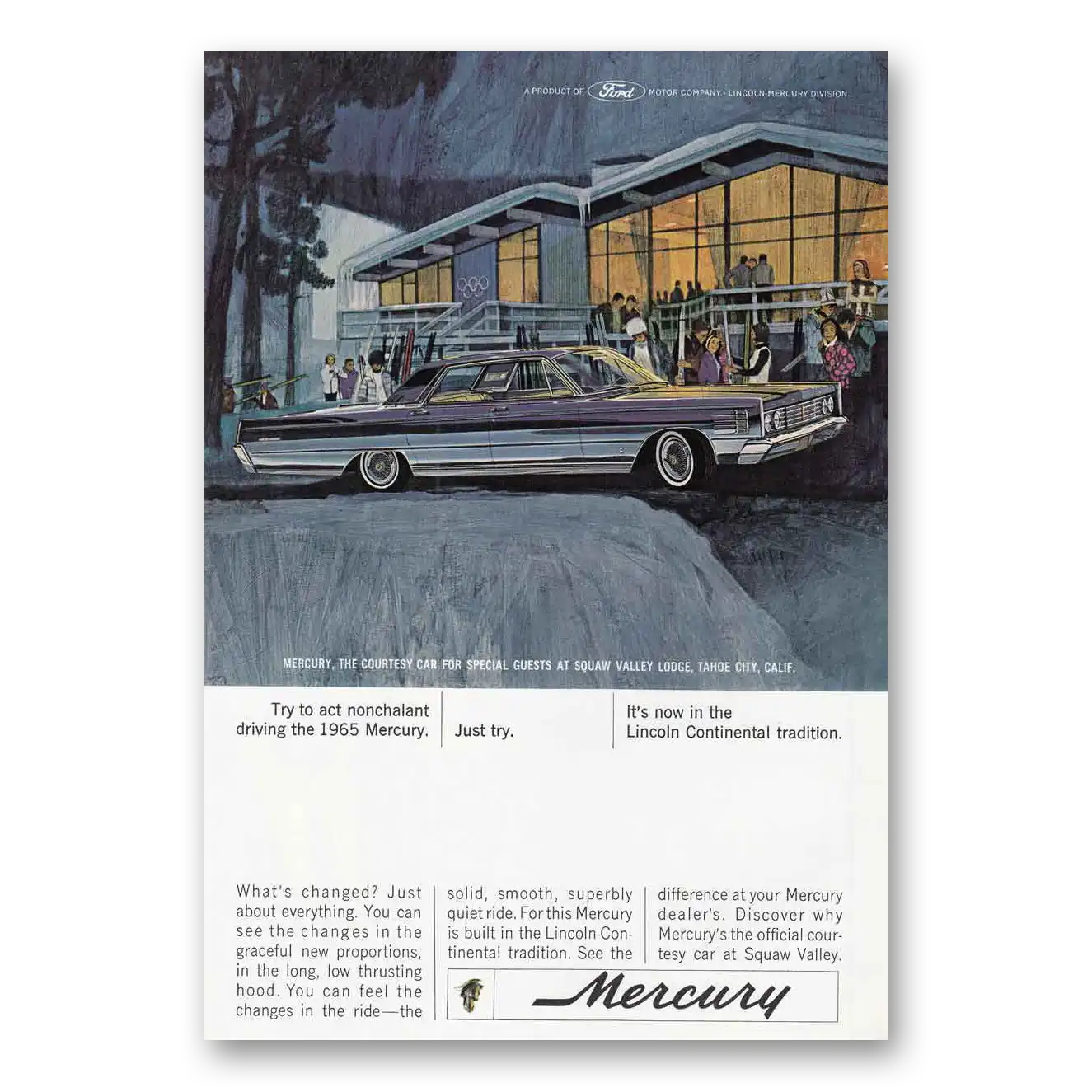 1964 Mercury Squaw Valley Lodge Tahoe City Vintage Magazine Print Ad