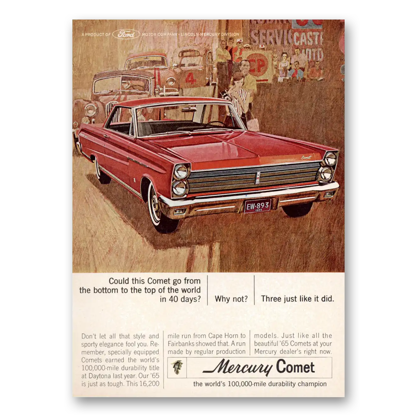 1965 Mercury Comet Bottom to the Top of the World Vintage Magazine Print Ad