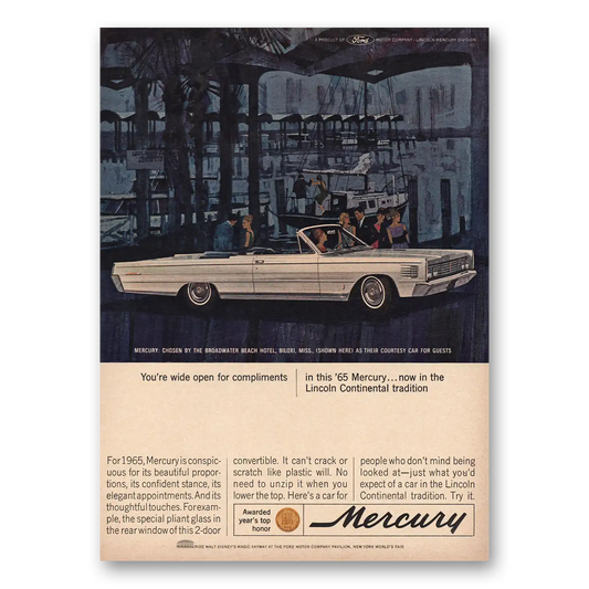 1965 Mercury Broadwater Beach Hotel Biloxi Vintage Magazine Print Ad