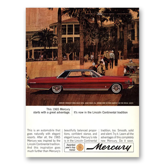 1965 Mercury Doral Beach Hotel Vintage Magazine Print Ad