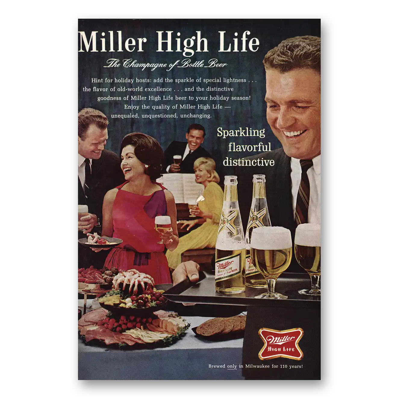 1965 Miller Beer Holiday Hosts Vintage Magazine Print Ad