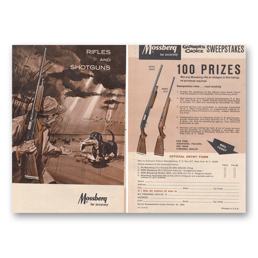 1965 Mossberg Rifles and Shotguns Mossberg for Accuracy Vintage Magazine Print Ad