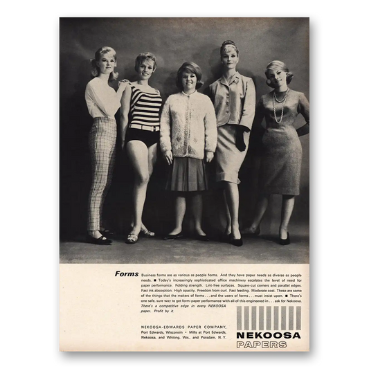 1965 Nekoosa Papers As Various As People Forms Vintage Magazine Print Ad