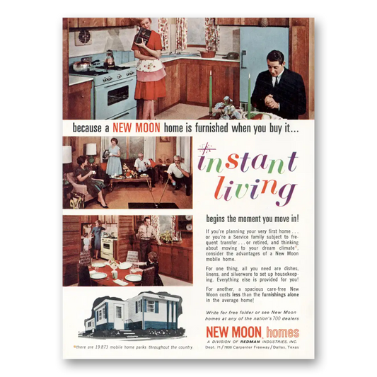 1965 New Moon Homes Furnished When You Buy It Vintage Magazine Print Ad