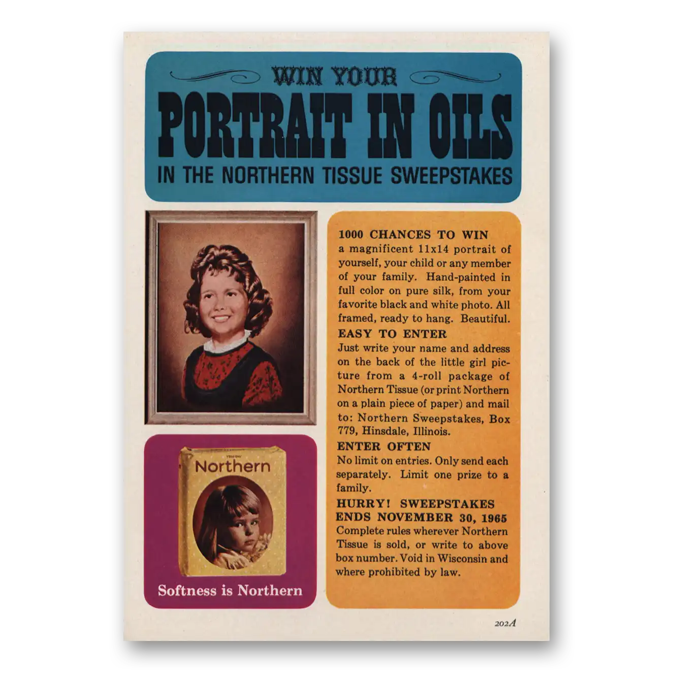 1965 Northern Tissue Portrait In Oils Vintage Magazine Print Ad