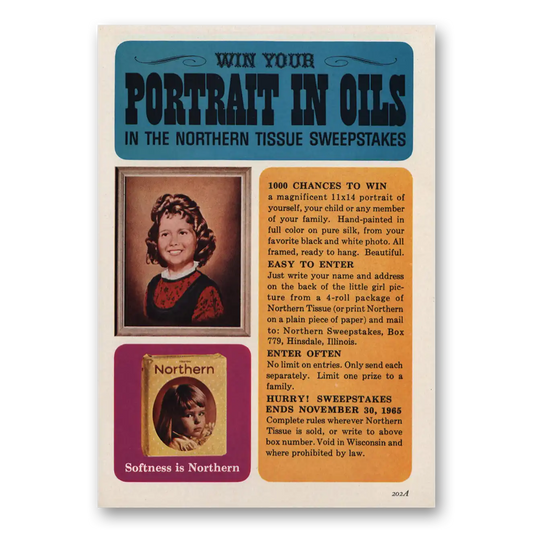 1965 Northern Tissue Portrait In Oils Vintage Magazine Print Ad