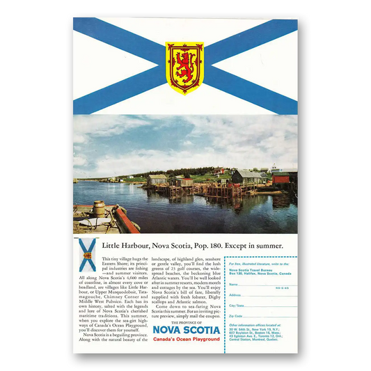 1965 Nova Scotia Canada Little Harbour Vintage Magazine Print Ad