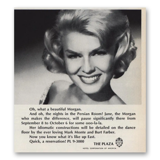 1965 Plaza Hotel Oh What a Beautiful Morgan Vintage Magazine Print Ad