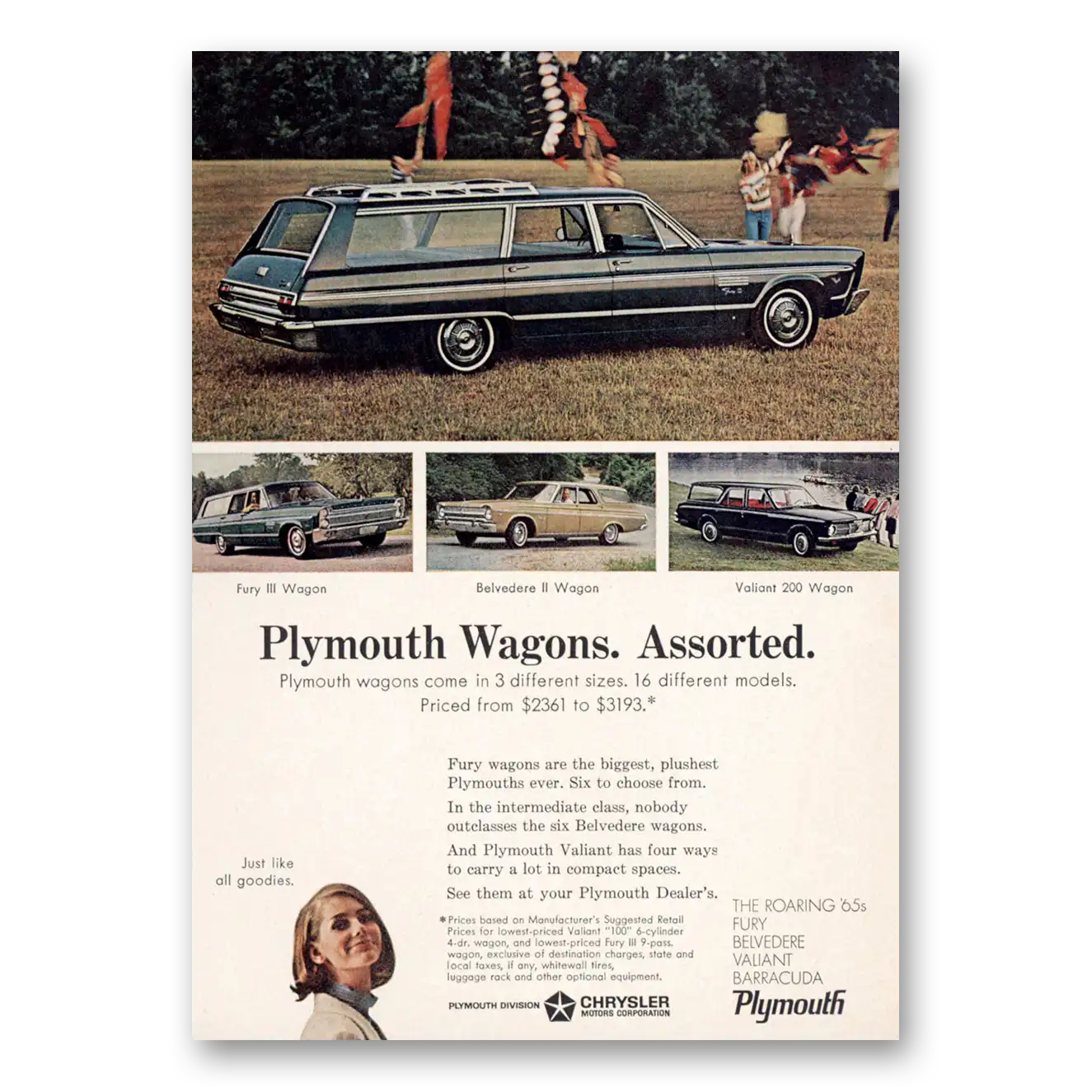 1965 Plymouth Station Wagon Fury Belvedere Valiant Assorted Vintage Magazine Print Ad