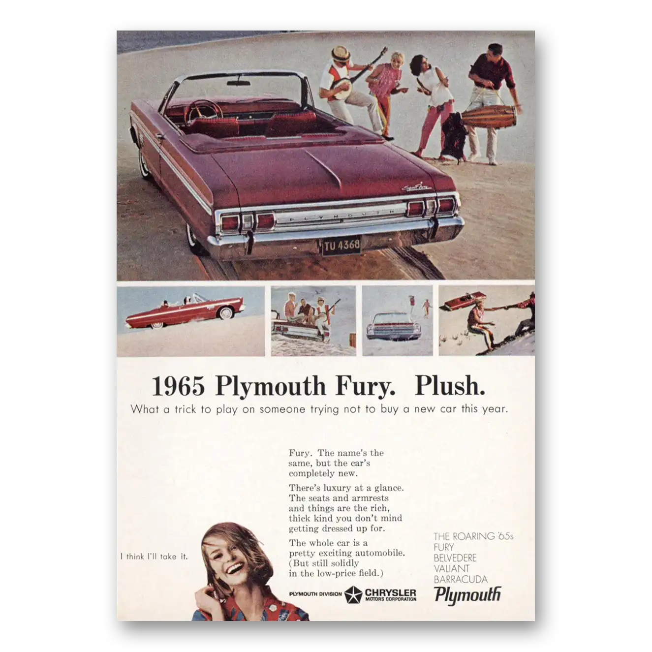 1964 Plymouth Fury Plush What a Trick to Play Vintage Magazine Print Ad