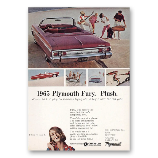 1964 Plymouth Fury Plush What a Trick to Play Vintage Magazine Print Ad