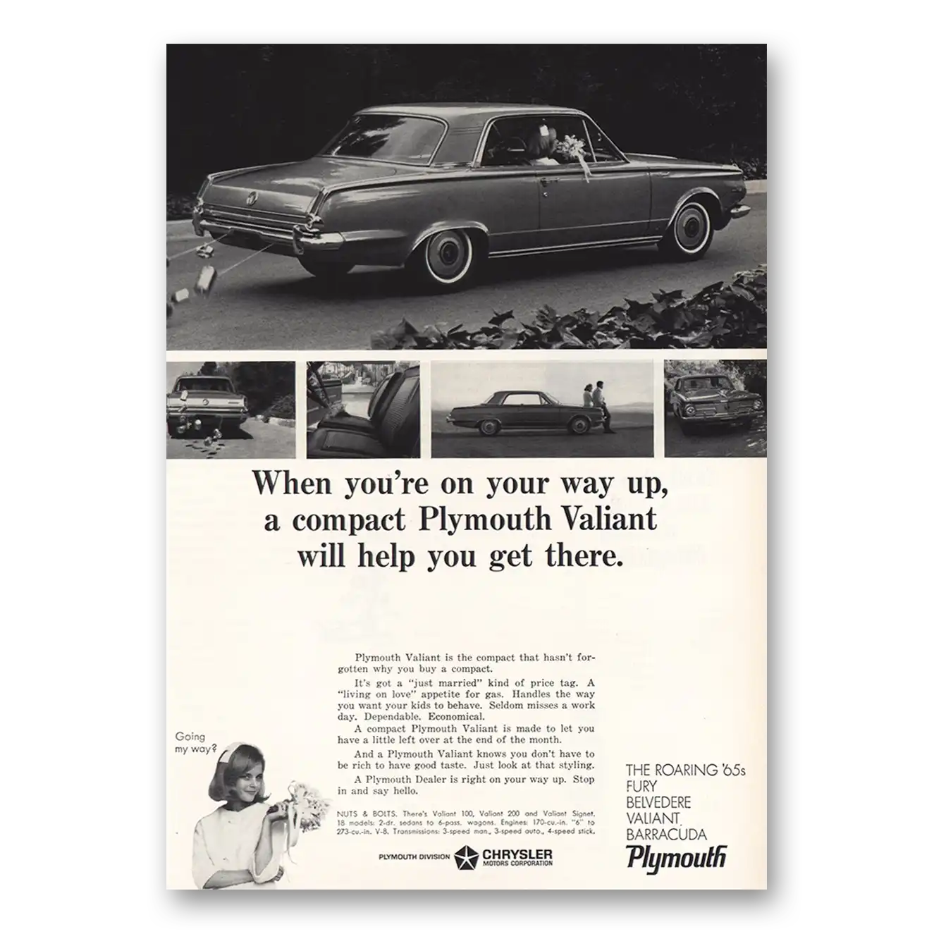 1965 Plymouth Valiant On Your Way Up Vintage Magazine Print Ad