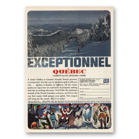 1965 Quebec Canada Exceptionnel Vintage Magazine Print Ad