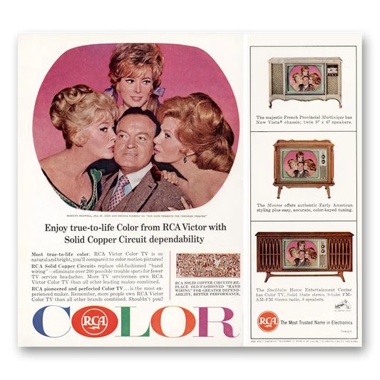 1965 RCA Television True to Life Color Bob Hope Vintage Magazine Print Ad