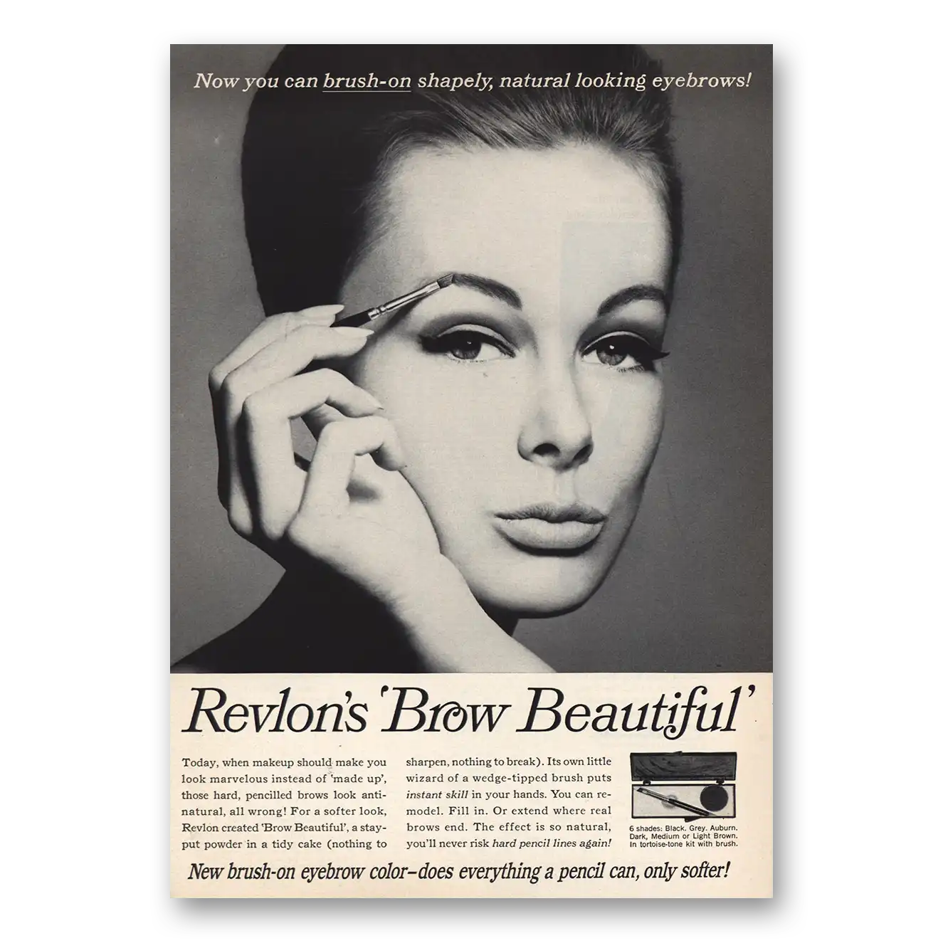 1965 Revlon Brow Beautiful Vintage Magazine Print Ad