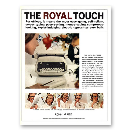 1965 Royal Typewriter Touch Typewriter Easy Going Self Reliant Vintage Magazine Print Ad