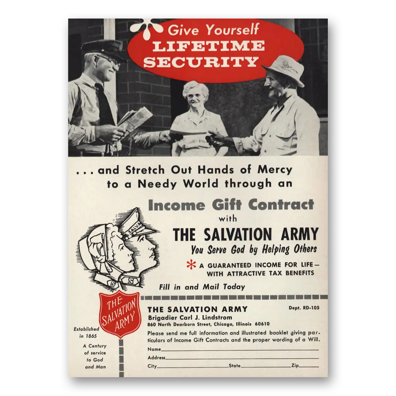 1965 Salvation Army Stretch Out Hands of Mercy Vintage Magazine Print Ad