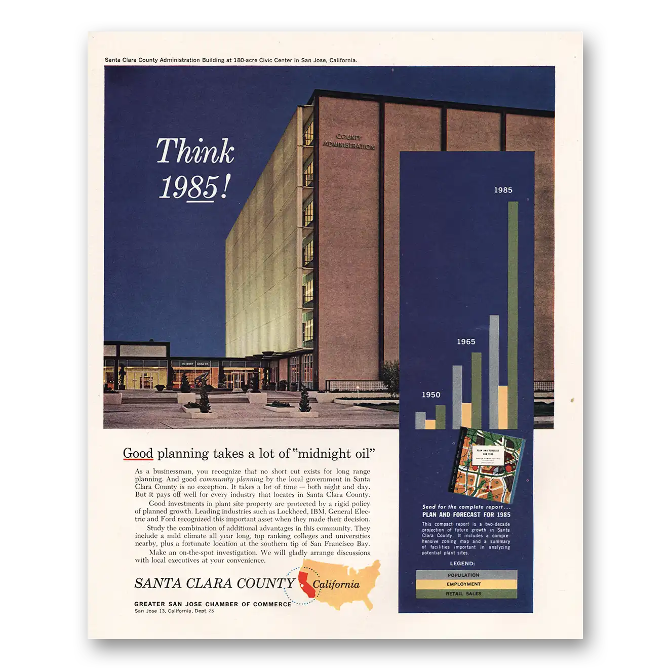 1963 Santa Clara California Think Midnight Oil Vintage Magazine Print Ad