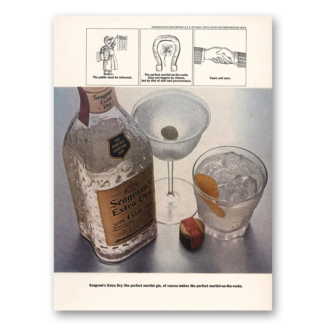 1965 Seagrams Extra Dry Gin Perfect Martini Vintage Magazine Print Ad