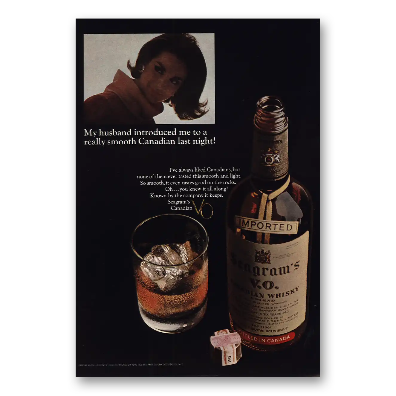 1965 Seagrams VO Whisky Husband Introduced Me Vintage Magazine Print Ad