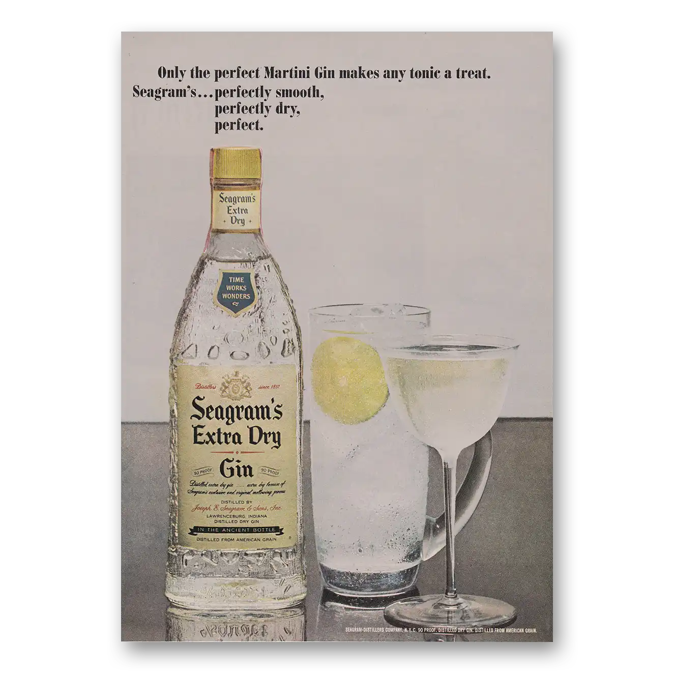 1965 Seagrams Extra Dry Gin Only the Perfect Martini Gin Vintage Magazine Print Ad