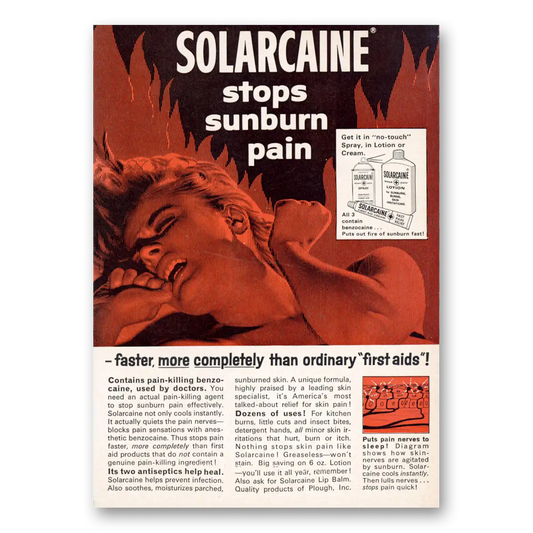 1965 Solarcaine Stops Sunburn Pain Vintage Magazine Print Ad