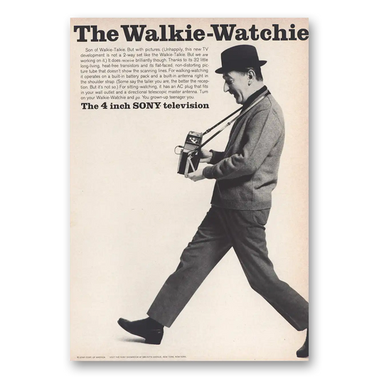 1965 Sony Portable TV Walkie Watchie Vintage Magazine Print Ad